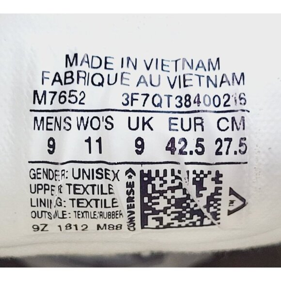 Converse White Canvas Sneakers - Size 11‎ - Picture 7 of 8